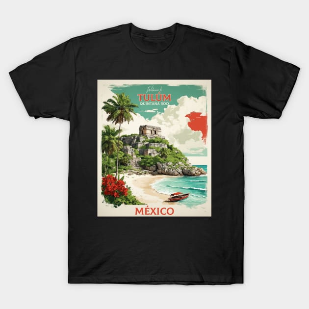 Tulum Quintana Roo Mexico Vintage Tourism Travel T-Shirt by TravelersGems